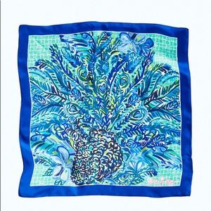 Lilly Pulitzer Silk Scarf Blue Palm Beachy